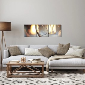 Obraz svietiacej žiarovky (s hodinami) (90x30 cm)