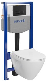 Cersanit Mille, System50 MECH podomietkový rám + závesná wc misa Mille Plus CleanOn + čierne tlačidlo MOVI II, S701-756