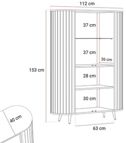 VITRÍNA LANDRY 3 ČIERNA LED 112 x 153 cm