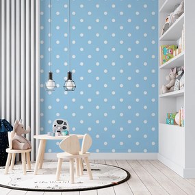 Sablio Tapeta Biele bodky na modrej - 208x125 cm