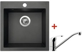 Granitový drez Sinks Viva 455 Metalblack s batériou Pronto