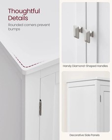 Kúpeľňová skrinka, voľne stojaca skrinka so 4 dvierkami, 30 x 60 x 110 cm, biela