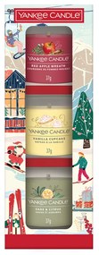 Yankee Candle Darčeková súprava 3 sklenených votívnych sviečok Holiday Party 2025