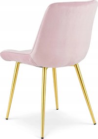 Ružová zamatová stolička BERA so zlatými nohami