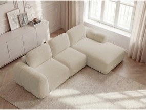 Béžová rozkladacia/s úložným priestorom rohová pohovka z textílie buklé (pravý roh/s leňoškou) Montaigne – Bobochic Paris