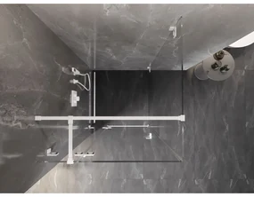 Mexen Lunar T, sklápací sprchový kút ľavý 120 x 120 cm, 8mm číre sklo, biely profil, 834T-120-120-20-00-L