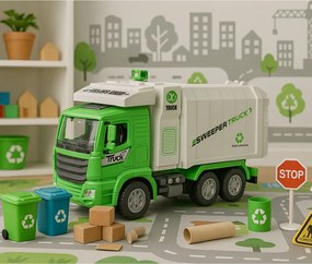 LEAN Toys Svetlá mestského smetiarskeho auta znejú zelenou farbou