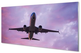 Obraz na skle Mraky obloha lietadlo 140x70 cm
