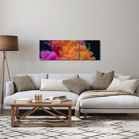 Obraz abstrakcie (s hodinami) (90x30 cm)