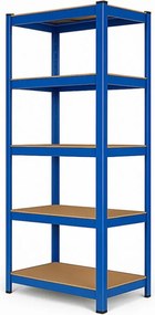 Regál 180x90x40 cm lakovaný 5-policový, nosnosť 875 kg - modrý