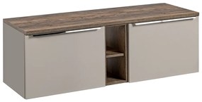 Závěsná skříňka pod umyvadlo SantaFe s deskou 140 cm taupe/dub santa fe vintage