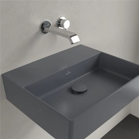 VILLEROY &amp; BOCH Memento 2.0 závesné umývadlo bez otvoru, bez prepadu, 500 x 420 mm, Graphite, s povrchom CeramicPlus, 4A2253I4