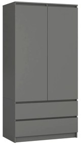 Šatní skříň CLP S 90 cm 2 dveře 2 zásuvky grafitově šedá