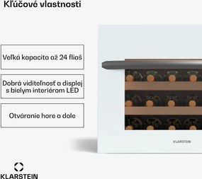Klarstein Vinoline 24 Vstavaná vinotéka Uno, 24 fliaš, Integrovateľná, LED, biele sklenené dvere