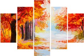Obraz - Olejomaľba, farebná jeseň (150x105 cm)