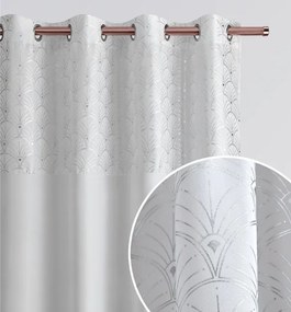 Luxusný biely záves so strieborným vzorom 140x250 cm