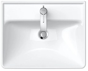 DURAVIT D-Neo závesné umývadlo s otvorom, s prepadom, 550 x 440 mm, biela, s povrchom WonderGliss, 23665500001