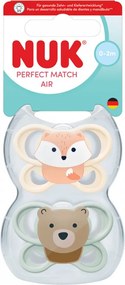 Dojčenský cumlík  NUK Perfect Match Air FOX/BEAR 0-2m 2ks box