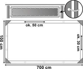 Balkónová zástena Ral 1x7 m šedá