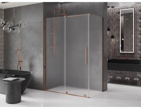 Mexen Velar, sprchový kút s posuvnými dverami 130 x 70 cm, 8mm sklo námraza, ružové zlato, 871-130-070-31-55