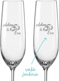 Svadobné poháre na sekt Prstienky s dátumom svadby, 2 ks
