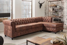 Rohová sedacia súprava 40610 Chesterfield Pravá - Antik hnedá