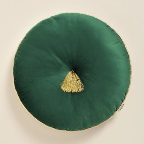 Room99 Dekoračný vankúš Okrúhly Allure 45 cm Velvet Farba: Zelená