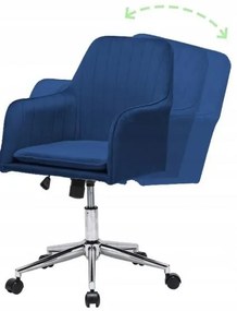 Elegantné otočné kreslo zo zamatu v tmavomodrej farbe
