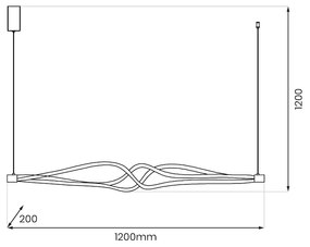 Závesné LED svietidlo Twister, 1x LED 56w, 4000k, b