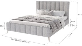 Čalúnená manželská posteľ Safar - krémová Rozmer: 140x200