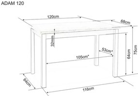 Jídelní stůl Adam 120 cm kašmír/dub cremona torro