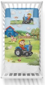 Bambusové obliečky do postieľky 3D Farma modrá 100x135/40x60