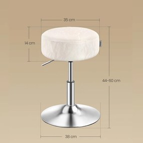 Výškovo nastaviteľná stolička AURA k toaletnému stolíku, Ø35cm, krémová Vasagle