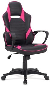 Autronic BONTEC Herné kreslo, hojdací mechanizmus, čierna ekokoža, KA-Y207 PINK Farba: Čierna