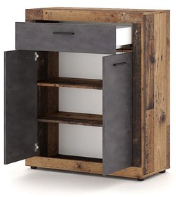 Komoda Luna 89,9 cm dub Matera tmavý/šedá