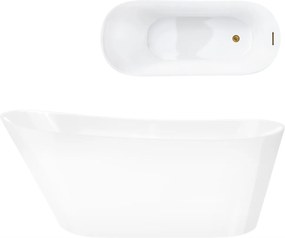 Voľne stojaca vaňa Corsan Estella 160 x 74 cm Korok klik-klak Zlatý