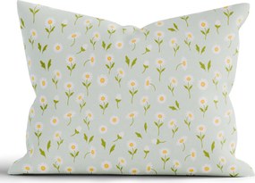 Bavlnená obliečka na vankúš Renforcé 50 × 70 cm - Sedmokrásky sivozelené