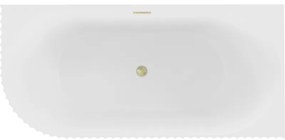 Mexen Gia, voľne stojaca rohová vaňa, drážkovaná, pravá, 150 x 75 cm, biela matná, zlatý matný prepad, 52701507501P-55