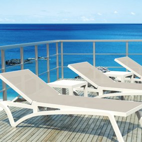 PACIFIC záhradné lehátko white/taupe