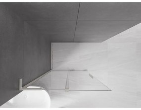 Mexen Velar L, posuvná sprchová zástena Walk-in 110 x 200 cm, 8mm číre sklo, brúsená oceľ, 871-110-003-03-97