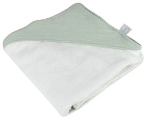Zelená mušelínová detská osuška s kapucňou 75x75 cm – Bébé Douceur