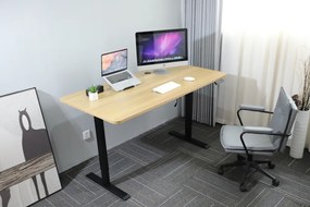 Výškovo nastaviteľný elektrický stôl BestBerg BBAT-16BWD / rozmer 160x80 cm / výška 85-130 cm / čierna/drevo