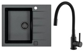 ALVEUS SETA23230 - Kuchynský drez CADIT+drezová batéria MINTAS 34cm granit/čierna