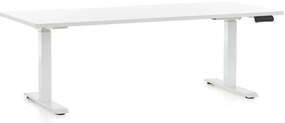 Výškovo nastaviteľný stôl OfficeTech D, 180 x 80 cm, biela podnož, biela