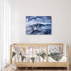 Sklenený obraz lesa v hmle (70x50 cm)