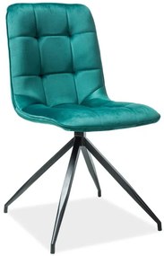 Jedálenská stolička Signal TEXO VELVET čierny mat/zelená bluvel 78