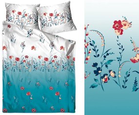 Romantické bavlnené modro biele posteľné obliečky s motívom kvetov