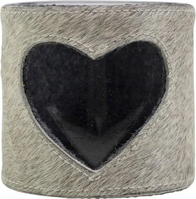Šedý svietnik z kravskej kože na čajovú svíčku- Ø 11,5 * 10,5 cm