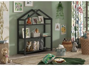 Antracitová detská knižnica z borovicového dreva 111x141x40 cm Dallas – Vipack