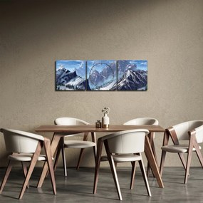 Obraz - Maľované hory (s hodinami) (90x30 cm)